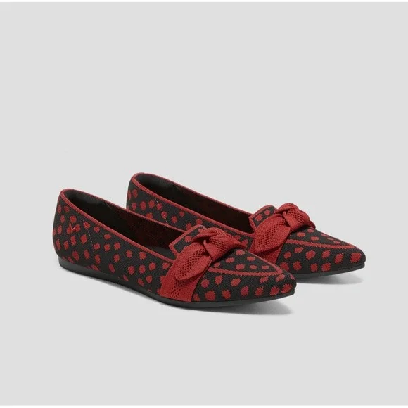 Vivaia Pointed Toe Loafers Michelle 2.0 Ruby Red Women Size 5 Polka Dot Preppy - Picture 1 of 8